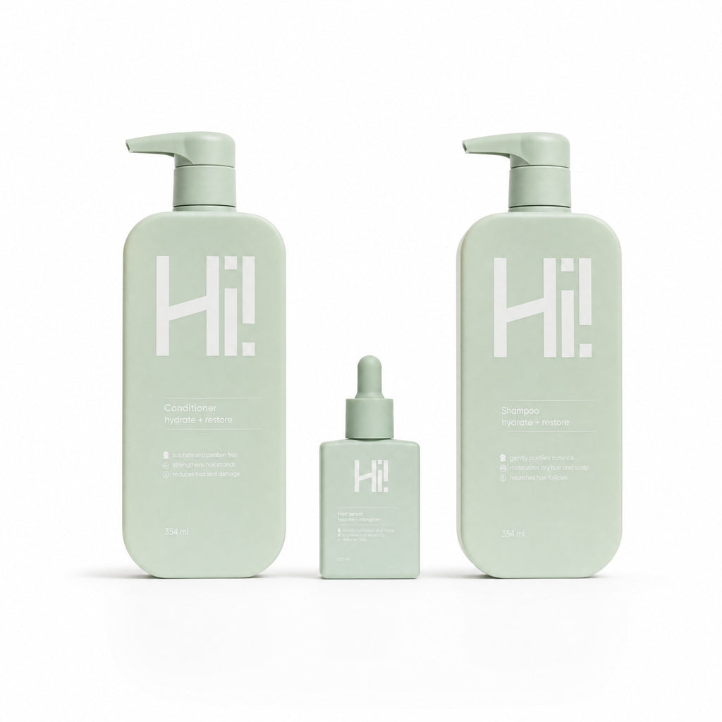 סרום שמפו ומרכך Hi! Hair - צילום מוצר רקע לבן